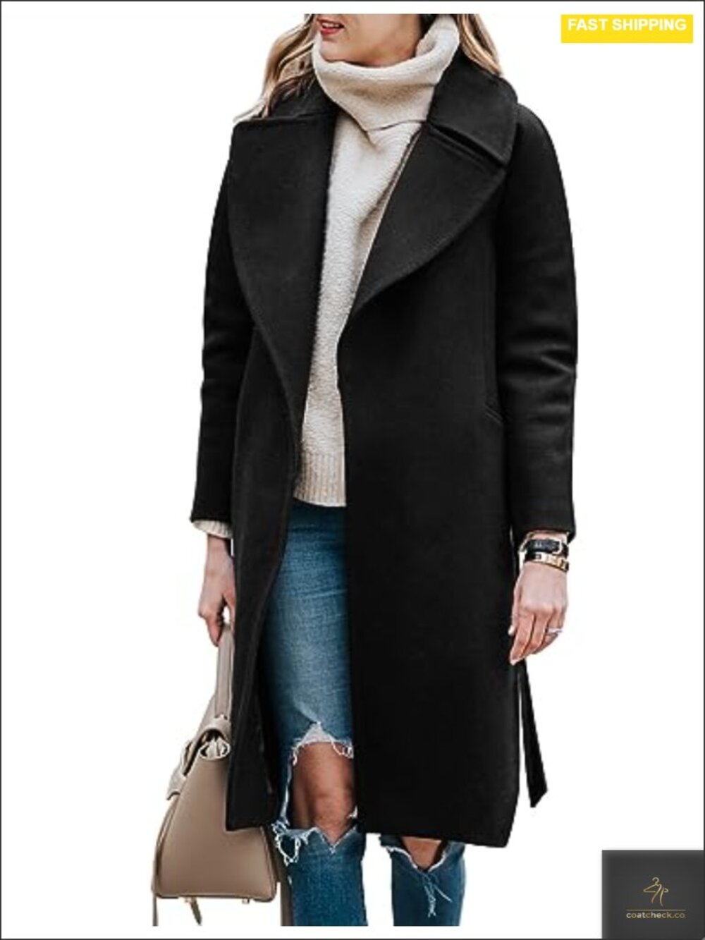 Women's Winter Trench Coat Wool Blend Peacoat Jacket Belted Long Outerwear